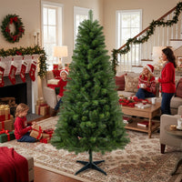 HKM-597331 6FT Hinged Artificial Christmas Tree with 582 Lush PVC Branch Tips and 4-Leg Stand for Indoor Holiday Decoration