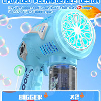 HKM-597331 Rechargeable 72-Hole Bubble Blaster with LED Lights for Kids