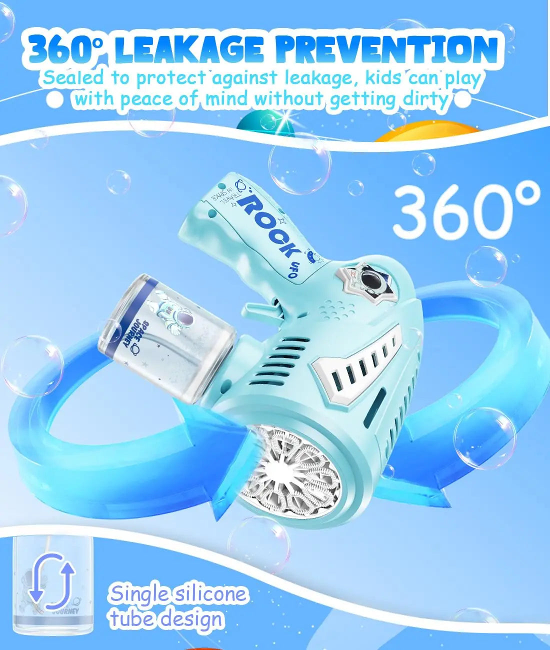 HKM-597331 Rechargeable 72-Hole Bubble Blaster with LED Lights for Kids