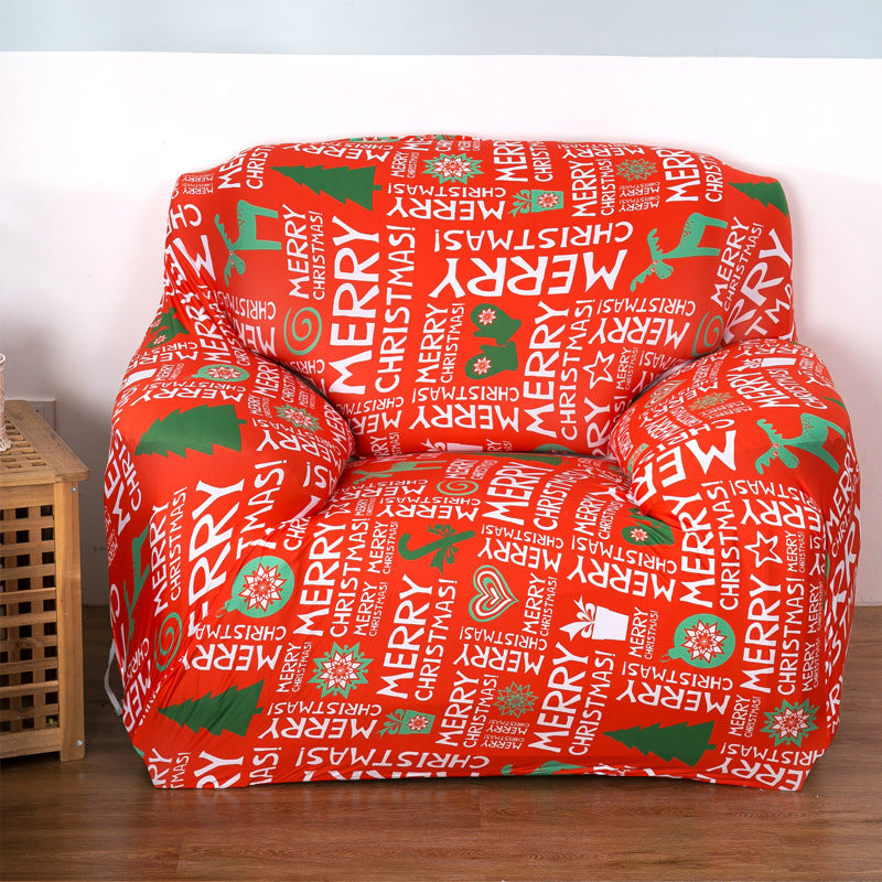 HKM-597587 Christmas Stretch Sofa Cover - All-Inclusive Design for Various Sizes: Single to Four-Person Positions