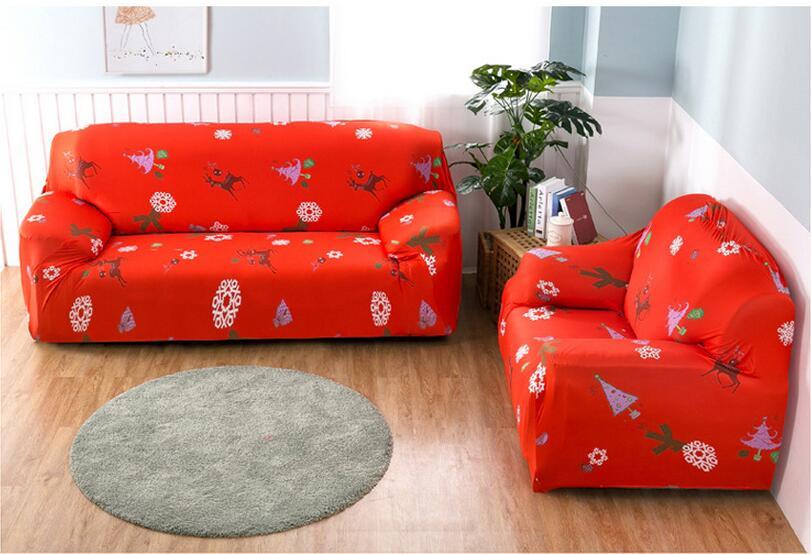 HKM-597587 Christmas Stretch Sofa Cover - All-Inclusive Design for Various Sizes: Single to Four-Person Positions