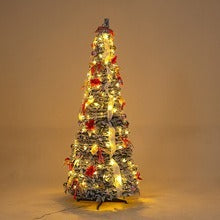HKM-597651 Foldable Telescopic Green Velvet Christmas Tree with Warm Lights for Holiday Decor