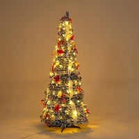 HKM-597651 Foldable Telescopic Green Velvet Christmas Tree with Warm Lights for Holiday Decor