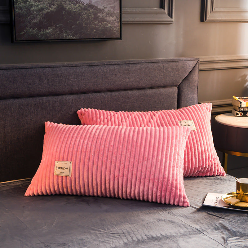 HKM-597651 Warm Coral Velvet Flannel Pillowcase Set - Modern Decorative Bedding, 74x48cm, Soft Touch