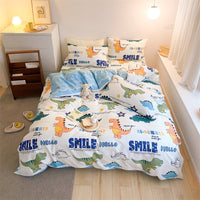 HKM-597843 4-Piece Cotton Bed Sheet Set with Quilt Cover - Soft Heart Design - Cozy and Stylish for All Seasons