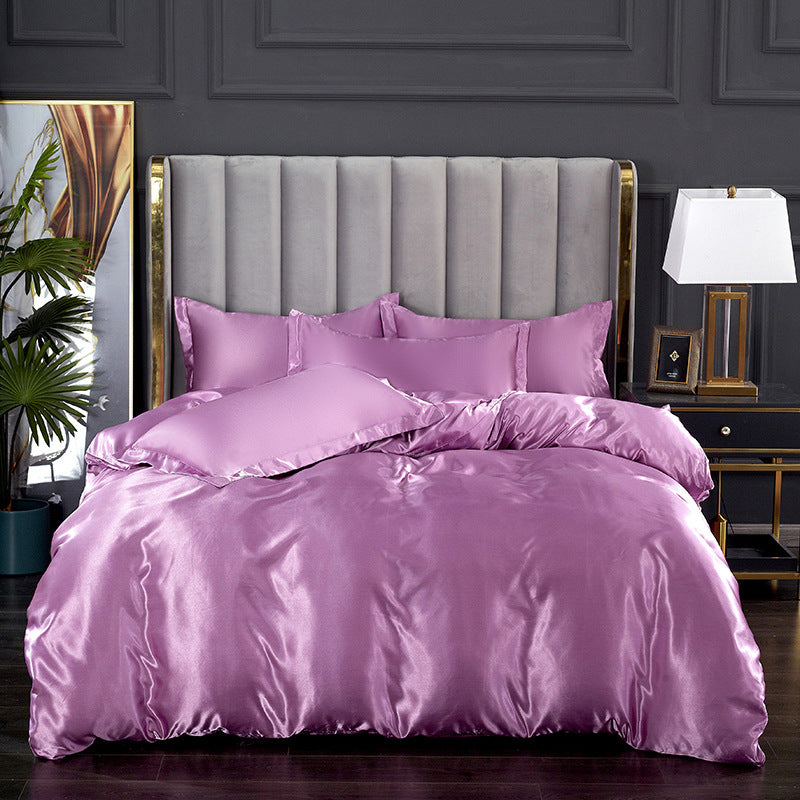 HKM-597843 Ice Silk Quilt Cover Bedding Set - Available in Various Sizes and Styles