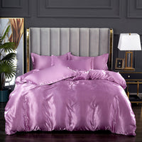 HKM-597843 Ice Silk Quilt Cover Bedding Set - Available in Various Sizes and Styles