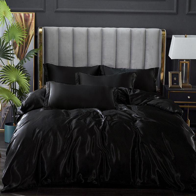 HKM-597843 Ice Silk Quilt Cover Bedding Set - Available in Various Sizes and Styles