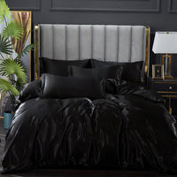 HKM-597843 Ice Silk Quilt Cover Bedding Set - Available in Various Sizes and Styles