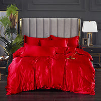 HKM-597843 Ice Silk Quilt Cover Bedding Set - Available in Various Sizes and Styles