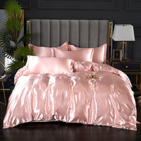 HKM-597843 Ice Silk Quilt Cover Bedding Set - Available in Various Sizes and Styles