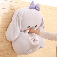 HKM-597971 Kawaii Meng Bunny Plush Doll Pillow - Super Soft Stretch Fabric in Pink, White, Gray, Brown, 40/50/60cm Sizes