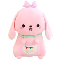 HKM-597971 Kawaii Meng Bunny Plush Doll Pillow - Super Soft Stretch Fabric in Pink, White, Gray, Brown, 40/50/60cm Sizes