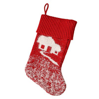 HKM-598291 Christmas Decorative Socks with Elk, House, Tree, Snowflake Designs - 42cm Long, 19cm Wide, Nylon Material