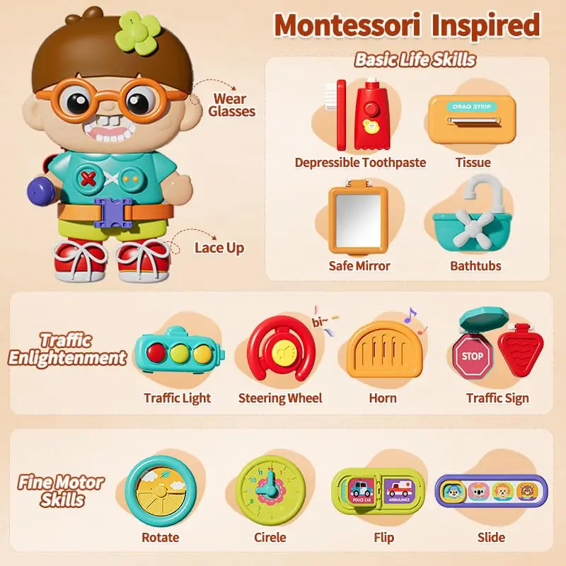 HKM-598483 Montessori Busy Board for Toddlers - Educational Sensory Fine Motor Skills Toy
