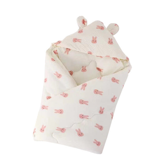 HKM-598675 Cotton Padded Baby Blanket with Animal Quilting Designs for Newborns - 90x90 cm