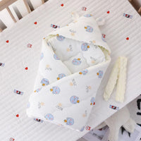 HKM-598675 Cotton Padded Baby Blanket with Animal Quilting Designs for Newborns - 90x90 cm