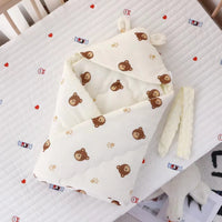 HKM-598675 Cotton Padded Baby Blanket with Animal Quilting Designs for Newborns - 90x90 cm