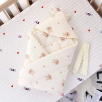 HKM-598675 Cotton Padded Baby Blanket with Animal Quilting Designs for Newborns - 90x90 cm