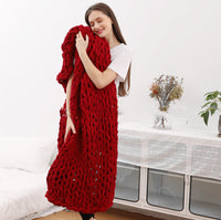 HKM-598675 Handmade Thick Knit Wool and Cashmere Blanket in Various Sizes and Colors