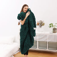 HKM-598675 Handmade Thick Knit Wool and Cashmere Blanket in Various Sizes and Colors