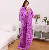 HKM-598675 Handmade Thick Knit Wool and Cashmere Blanket in Various Sizes and Colors