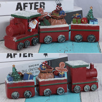 HKM-598803 Ginger Cake Train Christmas Decoration with Small House – European Style Resin Craft