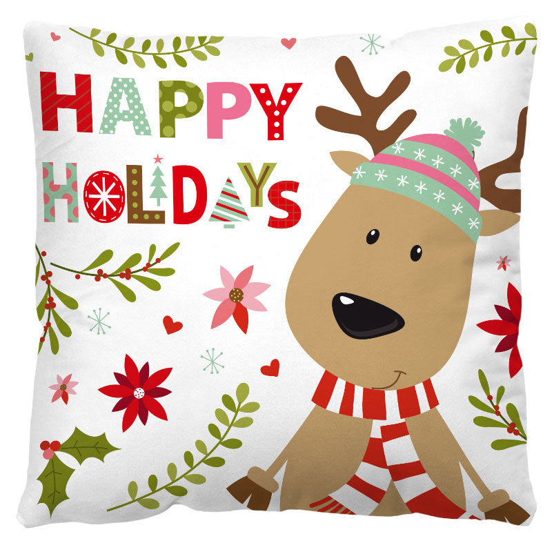 HKM-598803 Red and Black Plaid Christmas Plush Pillow Cover 45x45cm European American Style