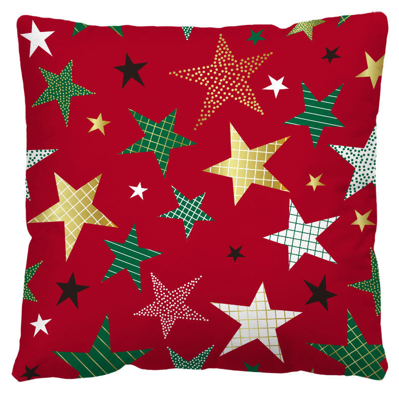 HKM-598803 Red and Black Plaid Christmas Plush Pillow Cover 45x45cm European American Style