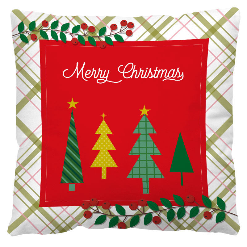 HKM-598803 Red and Black Plaid Christmas Plush Pillow Cover 45x45cm European American Style