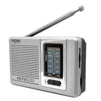 HKM-598867 Portable FM/AM Radio for Seniors with Built-in Speaker - Silver Gray