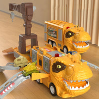 HKM-598931 Dinosaurs Slot Truck Deformation Parking Lot Toy with Pull Back Vehicle for Kids 2 to 7 Years