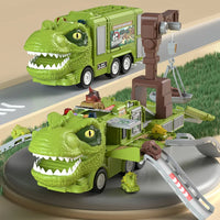 HKM-598931 Dinosaurs Slot Truck Deformation Parking Lot Toy with Pull Back Vehicle for Kids 2 to 7 Years