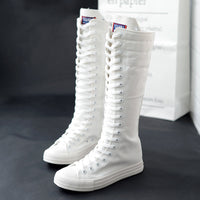 HKM-598995 Casual Women's High-Top Canvas Zipper Boots with Rubber Sole