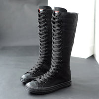 HKM-598995 Casual Women's High-Top Canvas Zipper Boots with Rubber Sole