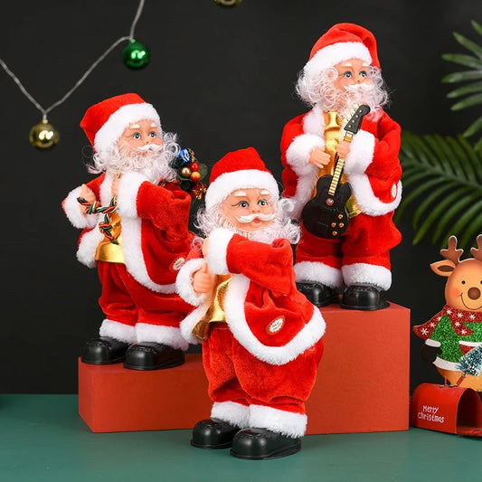 HKM-599251 Electric Shaking Hip Plush Doll Toy - Colorful Santa Christmas Decoration for Kids