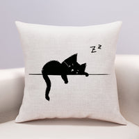 HKM-599635 Cute Cartoon Cheese Cat Pillow Cover in Various Black Cat Designs - Multiple Sizes Available