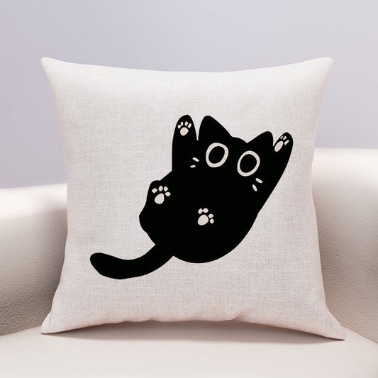 HKM-599635 Cute Cartoon Cheese Cat Pillow Cover in Various Black Cat Designs - Multiple Sizes Available