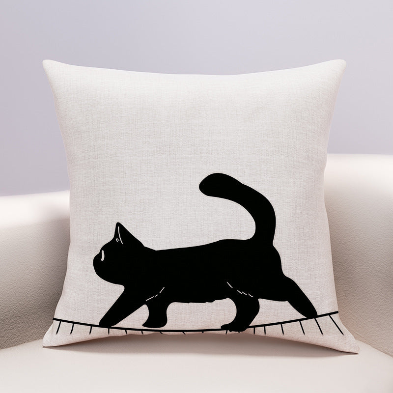 HKM-599635 Cute Cartoon Cheese Cat Pillow Cover in Various Black Cat Designs - Multiple Sizes Available