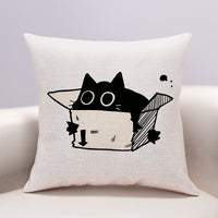 HKM-599635 Cute Cartoon Cheese Cat Pillow Cover in Various Black Cat Designs - Multiple Sizes Available