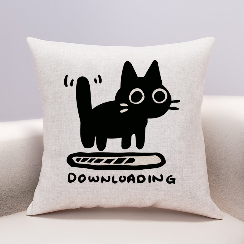 HKM-599635 Cute Cartoon Cheese Cat Pillow Cover in Various Black Cat Designs - Multiple Sizes Available