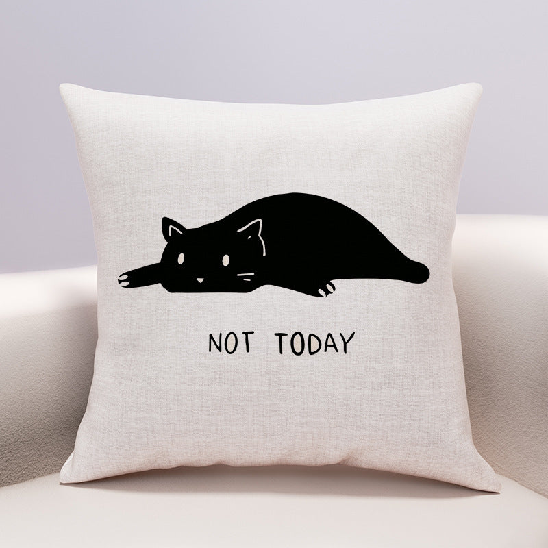 HKM-599635 Cute Cartoon Cheese Cat Pillow Cover in Various Black Cat Designs - Multiple Sizes Available