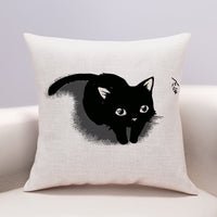 HKM-599635 Cute Cartoon Cheese Cat Pillow Cover in Various Black Cat Designs - Multiple Sizes Available