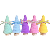 HKM-599635 Handmade Wool Plush Decorative Ornaments Set of 5 - Mint Cream, Light Blue, Light Purple, Light Pink, Light Yellow