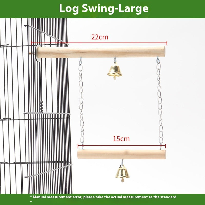 HKM-599763 Solid Wood Parrot Swing with Grinding Claw Toy in Various Sizes
