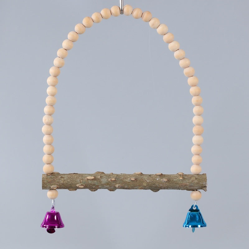 HKM-599763 Solid Wood Parrot Swing with Grinding Claw Toy in Various Sizes