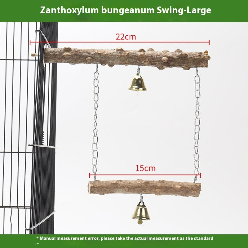 HKM-599763 Solid Wood Parrot Swing with Grinding Claw Toy in Various Sizes