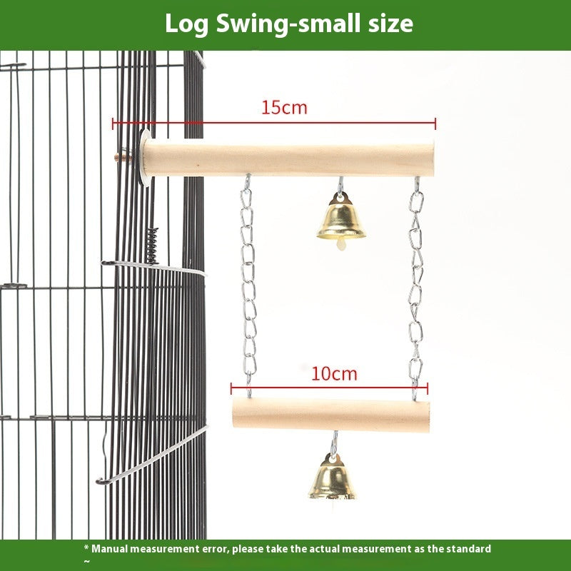 HKM-599763 Solid Wood Parrot Swing with Grinding Claw Toy in Various Sizes