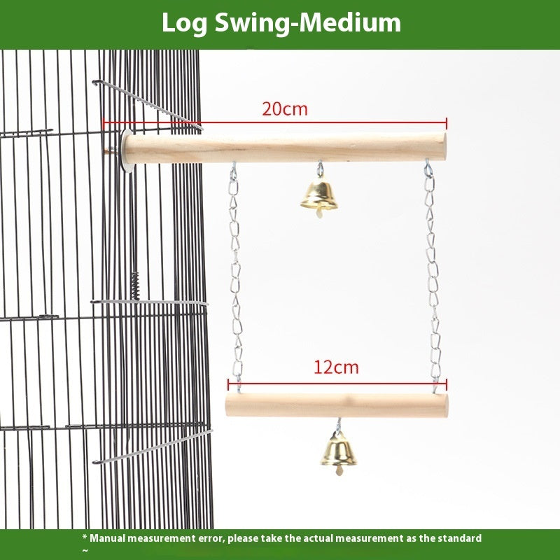 HKM-599763 Solid Wood Parrot Swing with Grinding Claw Toy in Various Sizes