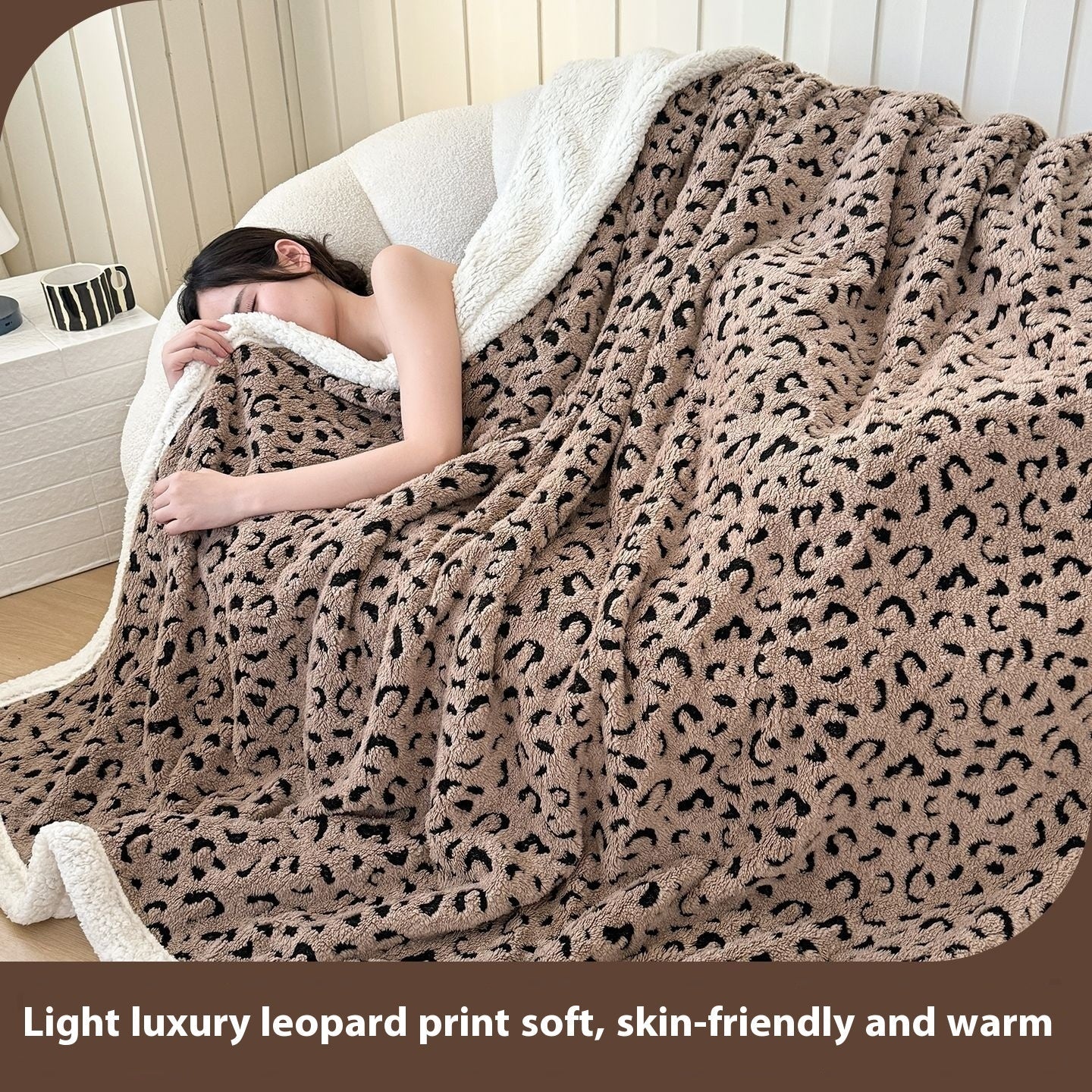 HKM-599827 Cationic Leopard Jacquard Taffeta Blanket - Multiple Patterns and Sizes Available